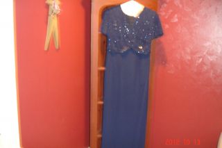 Karen Miller 4P Navy Blue Beaded Lord Taylor Dress Mother of The Bride