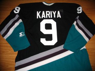 RARE VINTAGE PAUL KARIYA BLACK ANAHEIM MIGHTY DUCKS NHL STARTER JERSEY