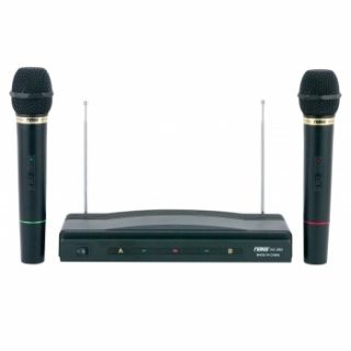 New Karaoke DJ Pro Two 2 Cordless Dual Wireless Mic Microphone System