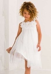 Biscotti Kate Mack Ode to Love White Roses Soft Gathered Tulle Dress