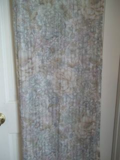 SHEER FABRIC SHOWER CURTAIN FLORAL MULTI COLORS SOFT BLUE GREEN PURPLE