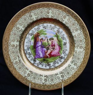 12 Fine Gold Encrusted Service Plates Angelica Kauffman
