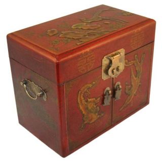 Oriental Vintage Style Jewelry Keepsake Box with Leather Surface New
