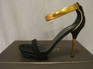 Gucci Black Suede Python Kelis Runway Sandals 39 9