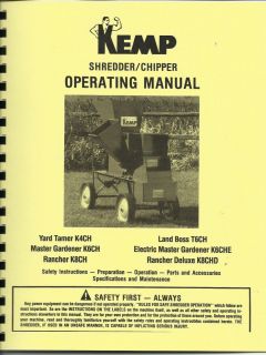 Kemp Chipper Shredder Operating Manual mulch mate yard tamer master