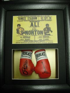 Muhammad Ali Ken Norton Mini Signed Boxing Gloves Framed