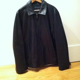 Kenneth Cole Men Leather Winter Jacket Coat Size L