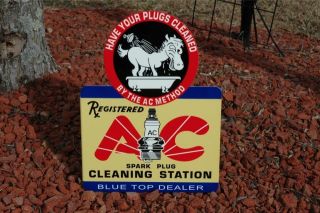 Old Style Blue Top Car Truck AC Spark Plug Donkey Clean Station STL