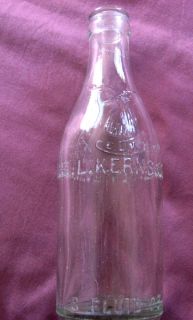 Kerns Soda Bottle Embossed Label E L Kerns with Elk Head Trenton NJ 8