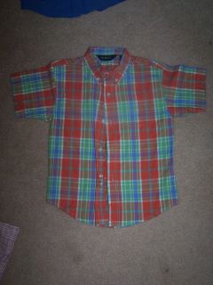 NWOTS George Multi Plaid Button Front Dress Shirt Boys Size 4 5 XS