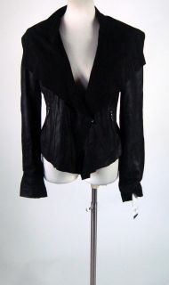 Khloe Kardashian Aqua Black Leather Jacket Size M