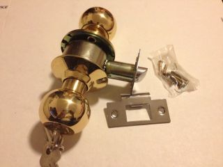 brass finish keyed door lock Set, Door Knob, Good For Entry Door Or