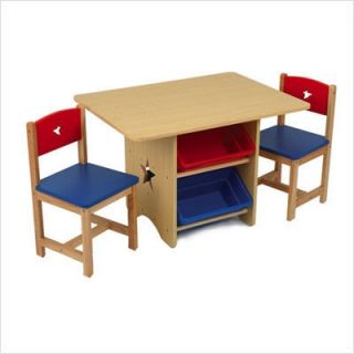 KidKraft Star Childrens Table Chair Set w 4 Storage Bins 2 Chairs Red