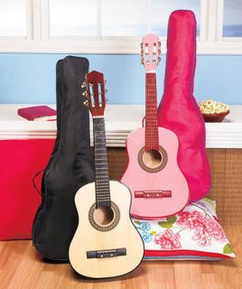 New Kids Beginner Pink Wood Guitar w Carrying Case