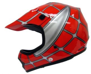 Youth Red Spider Net Dirt Bike ATV Motocross Helmet M