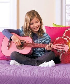 KIDS PINK GENUINE WOOD ACOUSTIC GUITAR W CARRYING CASE GREAT VALUE FOR
