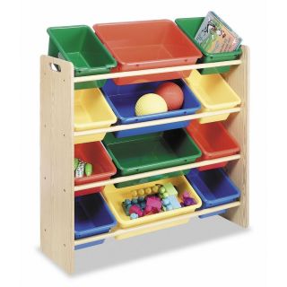  Organizer 12 Bin Toy Storage Organizer Wood Frame Kids Furniture New