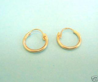 14k Real Yellow Gold Baby Childrens Kids Hoops U Wire 10mm Tubular New