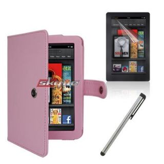 For  Kindle Fire 2 Leather Case Cover 3 Item Accessory Pack 7in