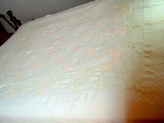 textured cotton/ linen coverlet bedspread, hand stitched patent cameo