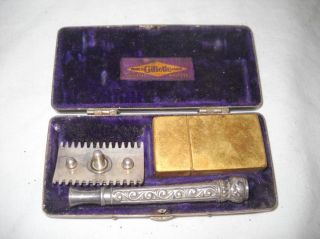 Antique Vintage King Gillette Safety Razor Pocket Edition Set C1905
