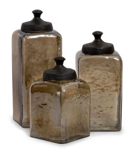 Square Luster Glass Kitchen Canisters Apothecary Storage Jars