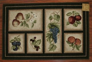 3x4 Kitchen Rug Mat Brown Washable Mats Rugs Fruit Grapes Pears Apples
