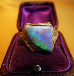 Solid Black Opal Ring Gothic Kinsley Sons Gothic Vintage 2 75 Carats
