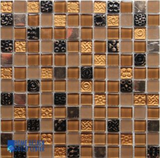 Kitchen/Bathroom Backsplash Tile 1x1 Sq. Stone & Glass Mosaic 12x12