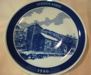  Millhouse Porcelain Plate Norway Steigen Kirke Church 8 Blue White