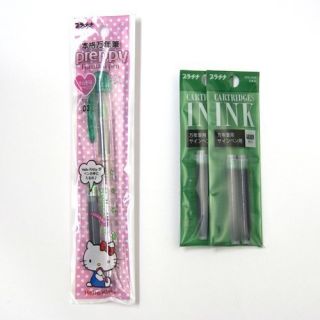 Hello Kitty Fountain Pen Green RARE Sanrio Japan Stationery