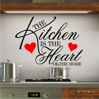Wall Art Sticker Quote Kitchen Heart Home Dining Room Large Wallpaper