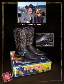 Kix Brooks Reba Autographed Black Durango Boots “Rebel” Men’s Sz