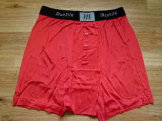 Mens Mansilk 100 Silk Knit Boxer Brief Red Semi Sheer