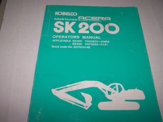 Kobelco SK200 Acera Hydraulic Excavators Operators Manual
