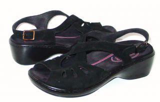Klogs USA Womens Black Suede Back Strap Sandals Size 9M