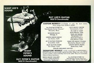 1976 Bozo Leo Kottke Handmade Guitar Print Ad