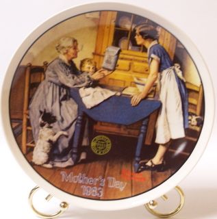 Knowles Mothers Day Plate C1983 Norman Rockwell Artist Excellent