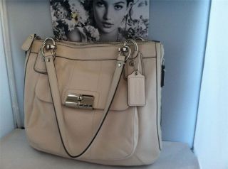 New Coach Parchment Leather Kristin Tote 18298 Handbag Purse Zip Bag $