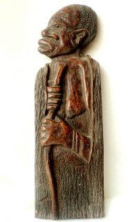 Vintage African Decorative Art Carved Wood Relief