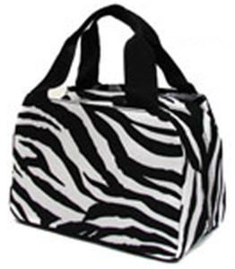 Black Zebra Lunch Bag Tote School Insulated Diaper Mylar Lined 9 5 W x