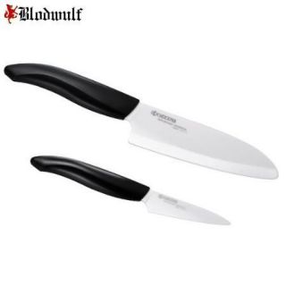 Kyocera Revolution 2 Pc White Ceramic Knife Set Santoku Paring