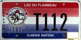 Lac du Flambeau Ojibwe Indian Nation Veteran License Plate Native