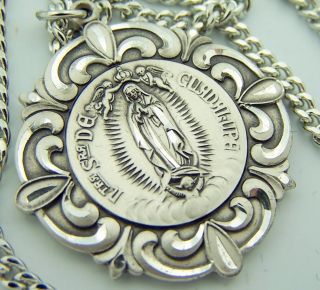 925 Mens Our Lady of Guadalupe Medal Necklace Pendant 1 1 4