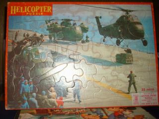 1960 Milton Bradley Helicopter Puzzle Vintage Inlay Puzzle