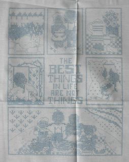 Vintage Best Things in Life Are not Things Stamped Cross Stitch
