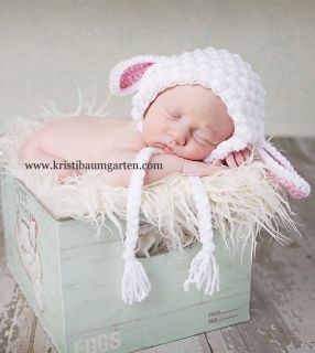 ILC Crochet Custom Size Spring Lamb Baby Hat Photo Prop Removable