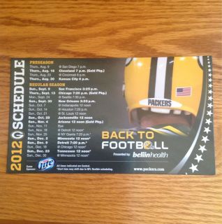 2012 Green Bay Packers Magnet Schedule Lambeau Field