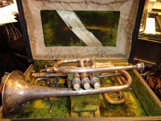 Antique Brass Silverplate Trumpet Lamoureaux Brothers 