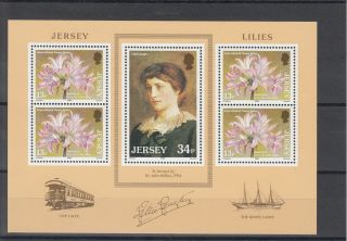 1986 MNH Jersey Lilies SG MS382 Lily Langtry John Millais Sheet Stamps
